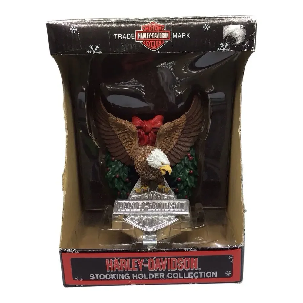 Harley-Davidson 2002 Eagle Christmas Stocking Holder Shelf Sitter NIB